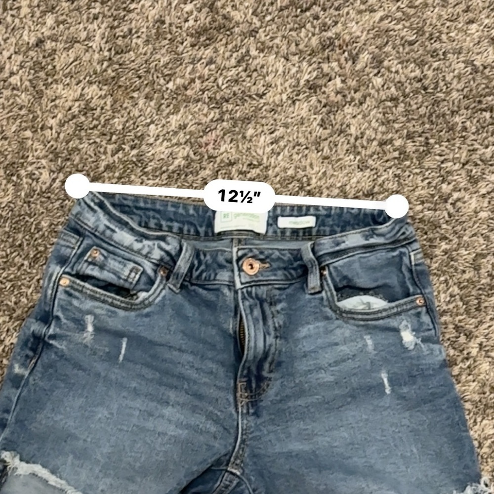 Celebrity Pink Blue Jean Shorts with Distressed Cut-Off Style - Picture 9 of 9